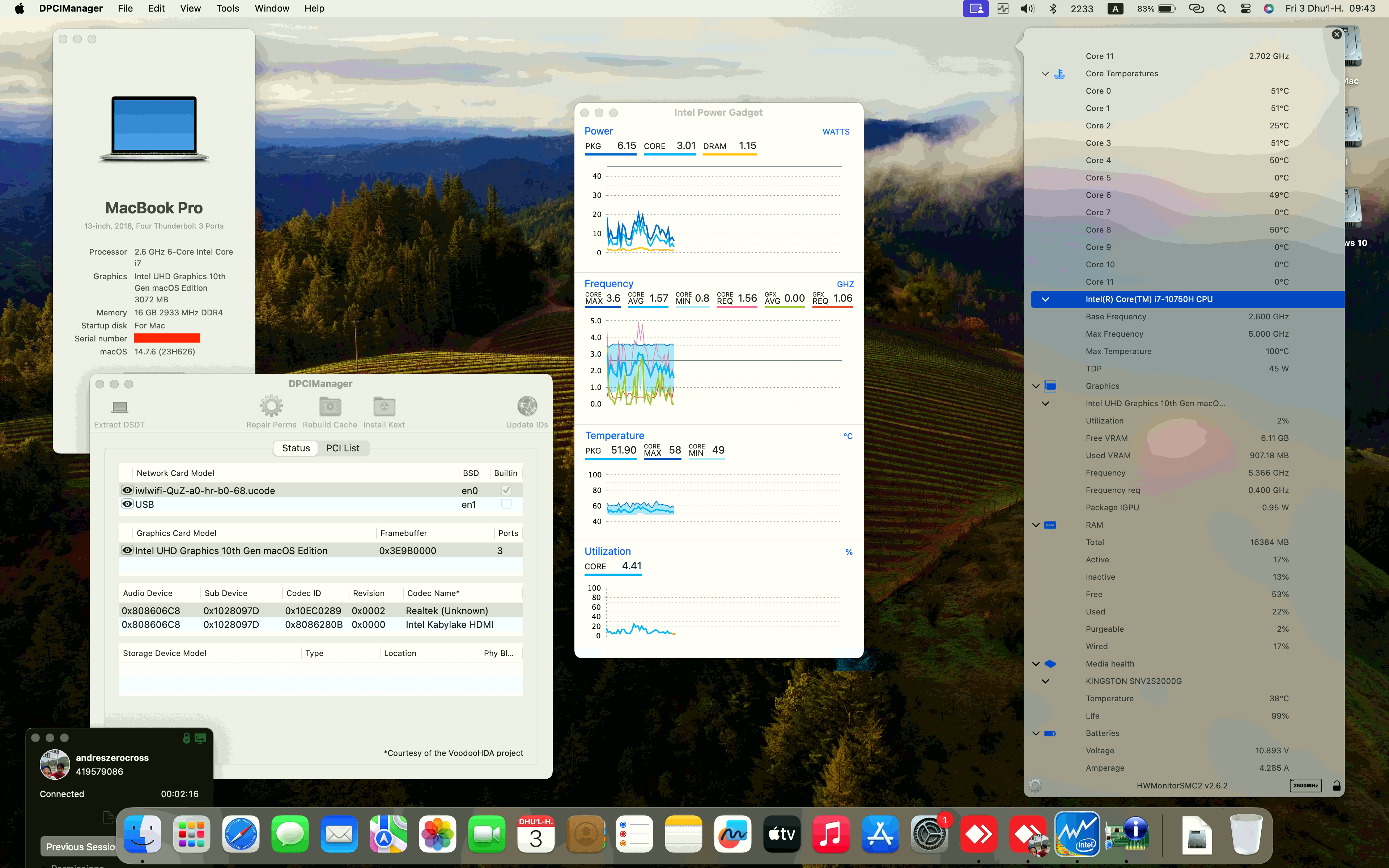 Success Hackintosh macOS Sequoia 14.7.6 Build 23H626 in Dell XPS 15 9500 4K